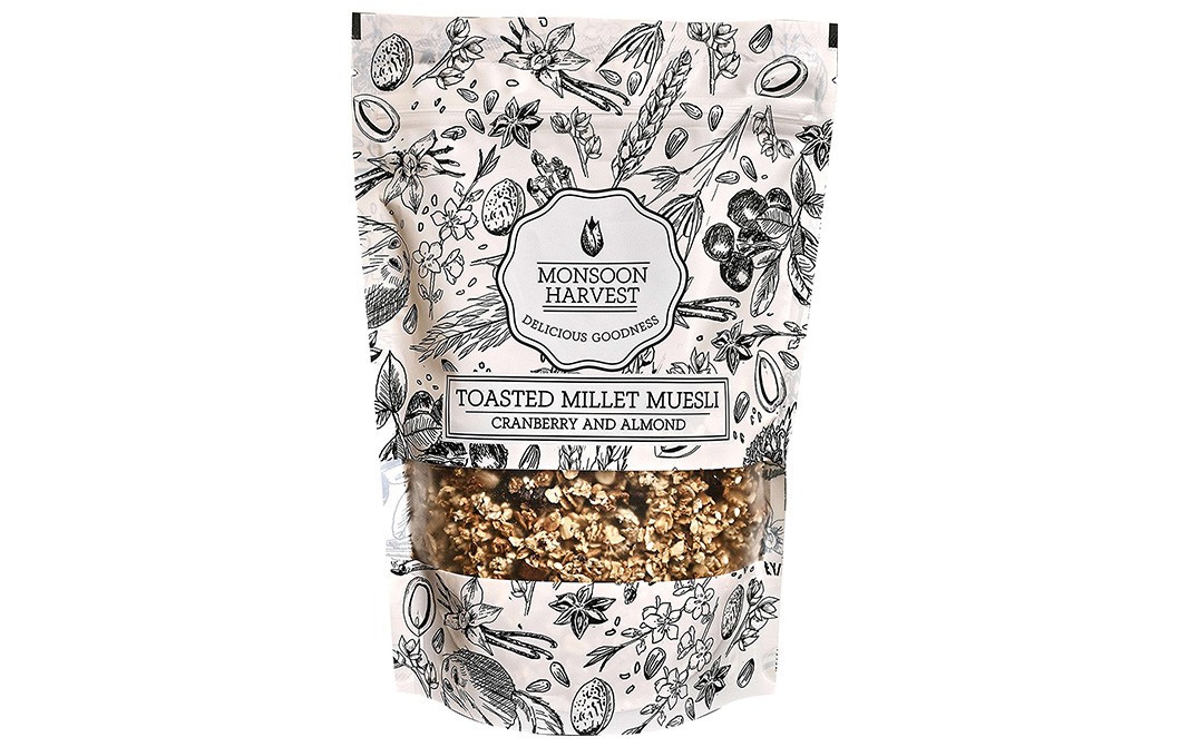 Monsoon Harvest Toasted Millet Muesli Cranberry and Almond   Pack  250 grams